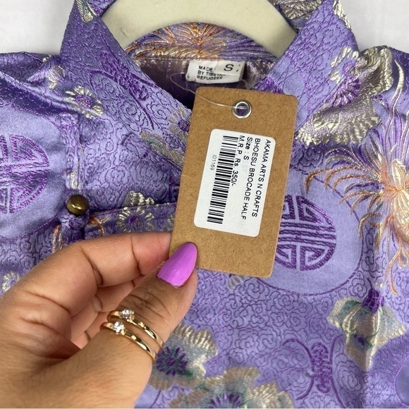 🩷 Kids, Tibetan Traditional Brocade Half Vest - Purple. Size: S. NWT - Picture 6 of 9